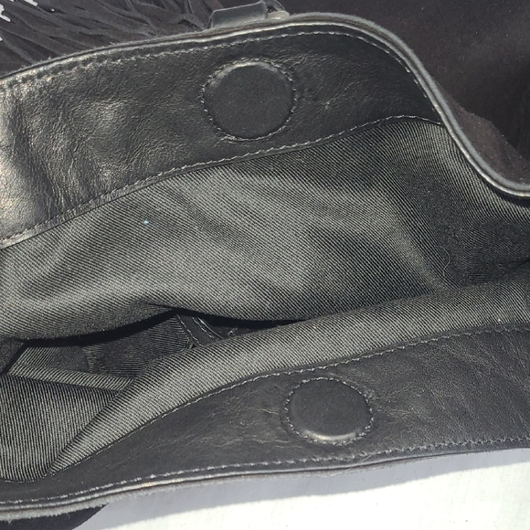 Frye Black Leather Women's Bag HOBO With Magnetic Close And Tassles - Picture 9 of 10